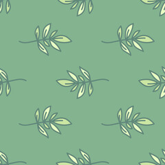 Cute outline leaves seamless pattern. Simple leaf wallpaper. Botanical floral background.