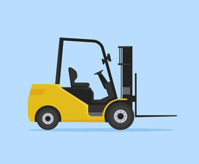 Forklift in flat style with no background.