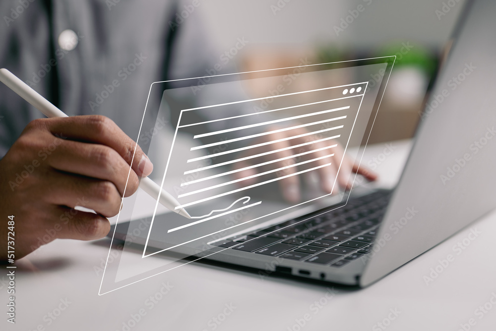 Poster electronic signatures. electronic document, digital form connected to a transferred document, intent