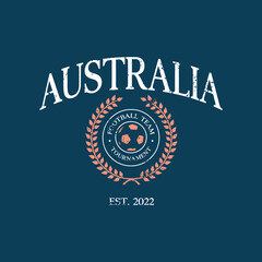 Football national team Australia print design. Typography graphics for sportswear and apparel. Vector illustration.