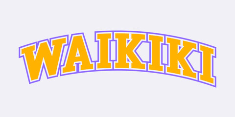 T-shirt stamp graphic, Hawaii Sport wear typography emblem Waikiki vintage tee print, athletic apparel design shirt graphic print