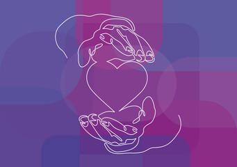 Heart in hand-continuous line drawing