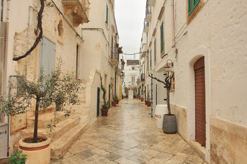 Narrow streets of the Italian city of Locorotondo