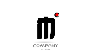 simple black and white M alphabet letter logo icon design with japanese style lettering. Creative template for business and company