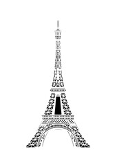 Fototapeta na wymiar Silhouette and isolate Eiffel tower at Paris, France. Illustration in vector