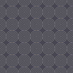 Fototapeta na wymiar Decorative Circles Outline Aesthetic Seamless Pattern Vector Abstract Background. Cool Folk Geometric Motif Textile Design Repetitive Pale Grey Wallpaper. Line Art Graphic Minimalist Illustration