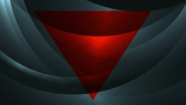 Abstract wavy shiny background with lines and red triangle. Seamless looping glowing motion design. Video animation Ultra HD 4K 3840x2160