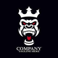 Modern angry gorilla king logo. Vector illustration