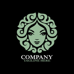 Modern woman mother nature logo. Vector illustration