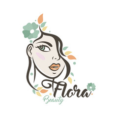 Modern beauty woman and nature logo. Vector illustration