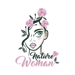 Modern beauty woman and nature logo. Vector illustration