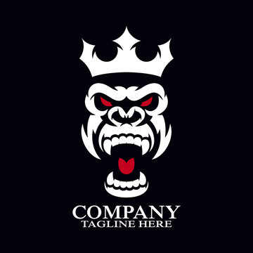 Modern angry gorilla king logo. Vector illustration