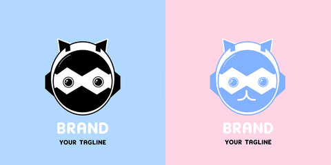 Brand mascot logo character of cute robot with cat ears. Logo of cute robot cartoon illustration
