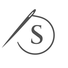 Letter S Tailor Logo, Needle and Thread Logotype for Garment, Embroider, Textile, Fashion, Cloth, Fabric