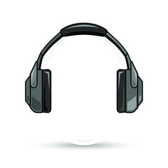 Modern black headphones isolated on white background. Vector illustration.
