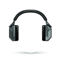 Stylish black noise canceling headphones isolated on white background. Vector illustration.