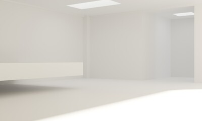 Fototapeta premium Minimalist white room with sunlight.