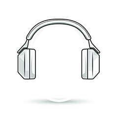 Stylish white noise canceling headphones isolated on white background. Vector illustration.