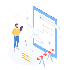 Ux, ui, website design, window, digital, app, presentation, infographic. Isometric vector illustration flat design isolated. 