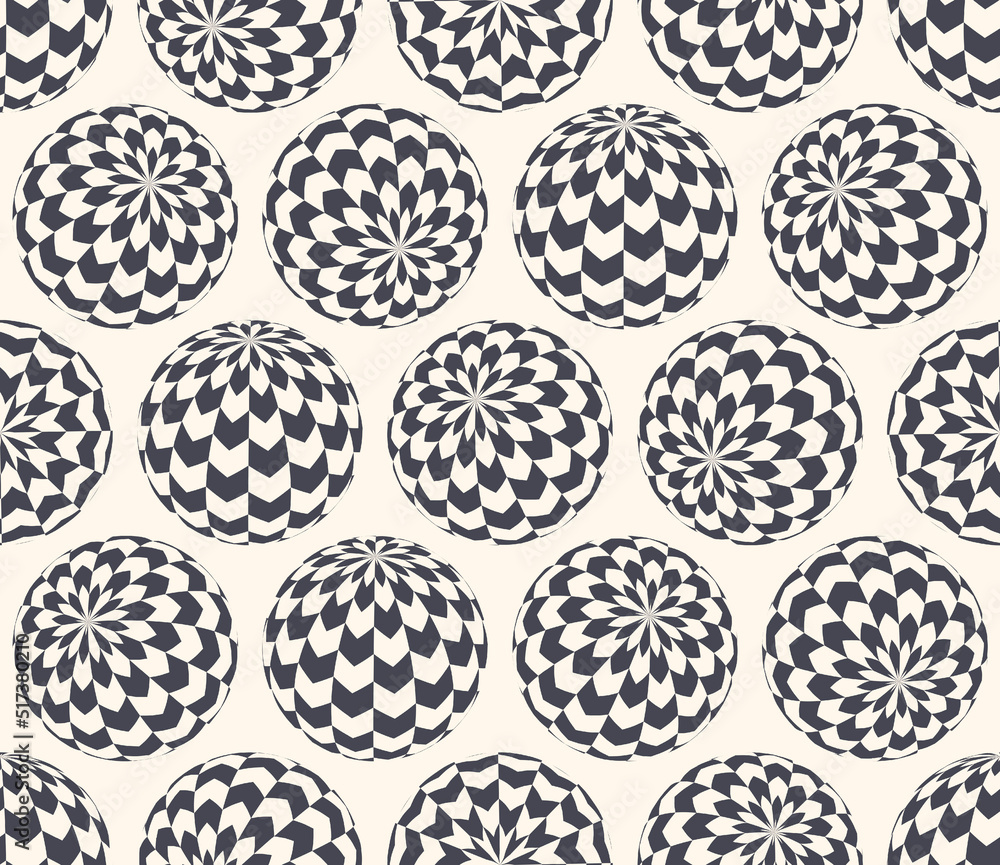 Poster checkered chevron patterned 3d balls in different positions bizarre art seamless abstract vector bla