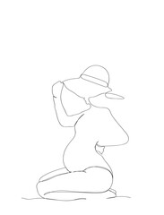 Pregnant Continuous Line Drawing. Single Line Drawing 