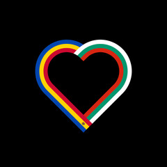 friendship concept. heart ribbon icon of moldova and bulgaria flags. vector illustration isolated on black background
