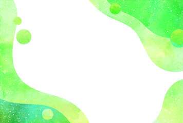 水彩背景_ウェーブ_緑