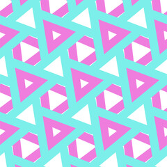 Seamless Blue and Pink Triangle Pattern Wallpaper Graphic