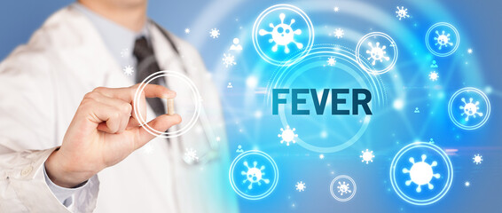 Doctor giving pill, virus concept