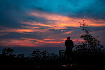 silhouette of a person on a sunrise