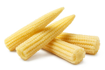 Delicious baby corn, isolated on white background