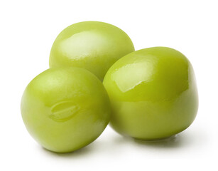 Delicious green peas, isolated on white background