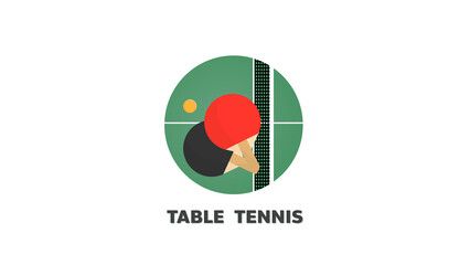 Red ping pong bats and orange ping pong balls logo .isolated on white background   ,Vector illustration EPS 10