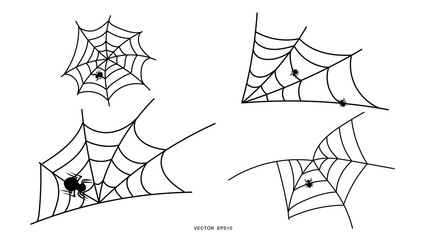 Spider web set vector ,isolated on white background , illustration EPS 10 