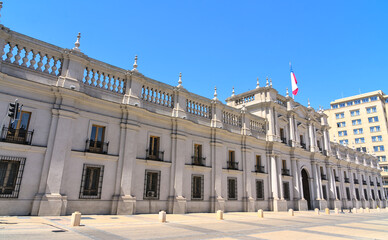 Fototapeta premium Presidencial Moneda Palace downtown Santiago, Chile, during summer 