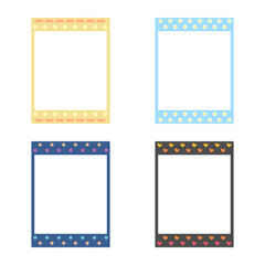 Cartoon cute retro instant photo frame set. Modern design collection. Design element with different pattern. Isolated on white background, flat design, vector, illustration, EPS10