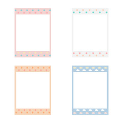 Cartoon cute retro instant photo frame set. Modern design collection. Design element with different pattern. Isolated on white background, flat design, vector, illustration, EPS10