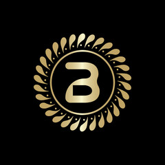  Initial B Golden leaf and circle logo design vector. Golden beauty B Logo and business symbol and alphabets vector design