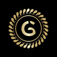  Initial G Golden leaf and circle logo design vector. Golden beauty G Logo and business symbol and alphabets vector design