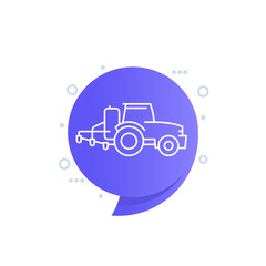 tractor, agrimotor with sprayer line vector icon