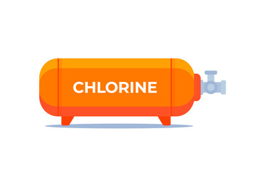 Chlorine gas cylinder or tank, vector
