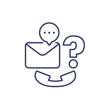 recommend clip art: contact us line icon on white