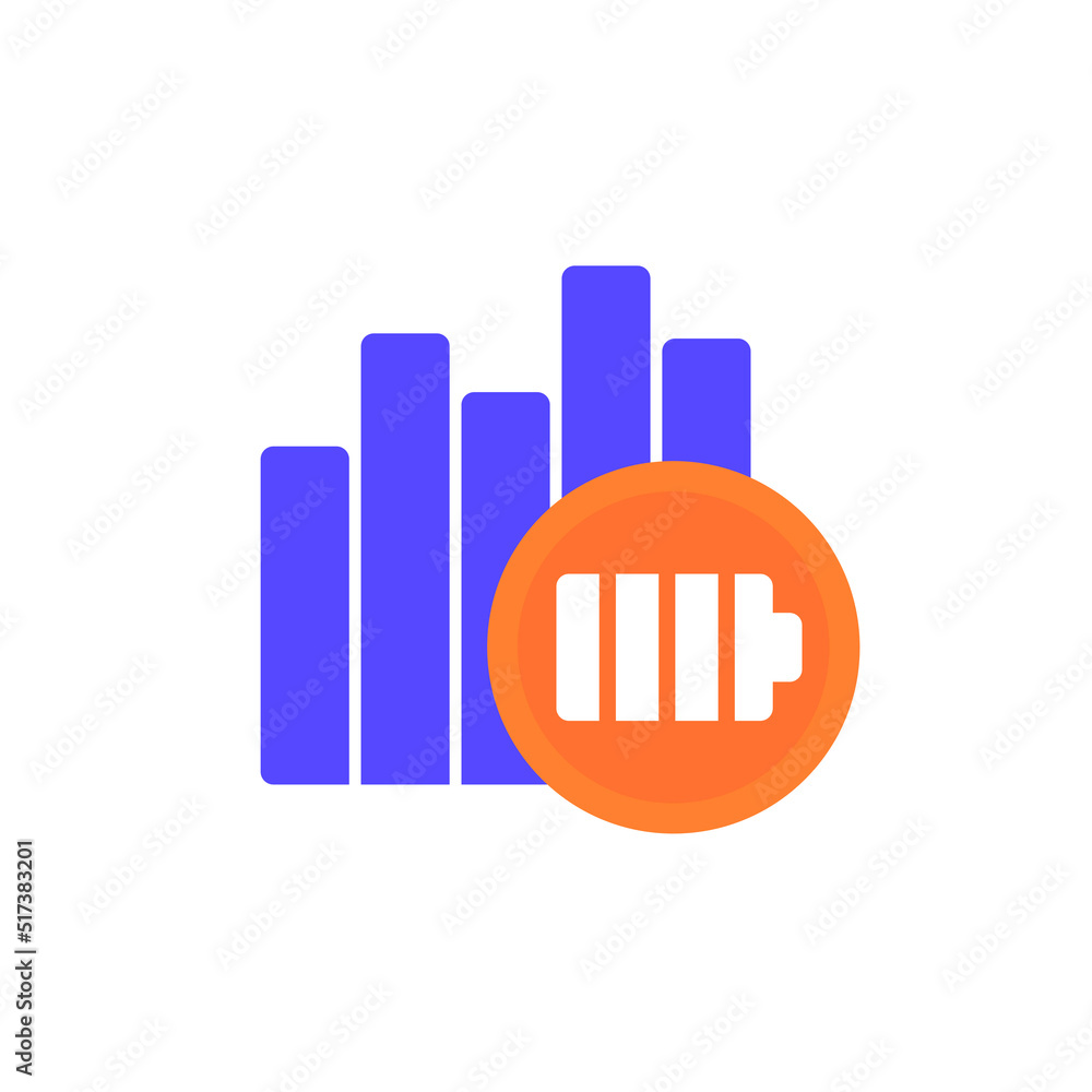 Poster battery performance icon with a graph