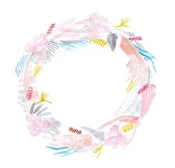 Watercolor floral circle hand paint pastel colors