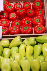 buying peppers  at the market