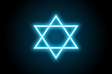 Glowing neon star of david jewish symbol icon sign
