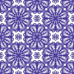 Retro geometric pattern in repeat. Fabric print. Damask style Seamless pattern background, mosaic ornament, vintage style. Design for prints on fabrics