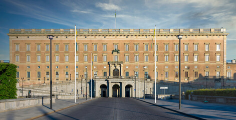 Facade of The Royal Palace of Stockholm, Swedish: Stockholms Slott or Kungliga Slottet, King's...