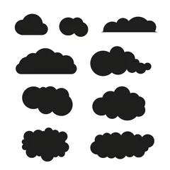 Rolgordijnen Different shape cloud silhouette set. Flat vector illustration isolated on white background. © Ivan Burchak