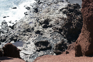 Volcanic green lake, El Lago Verde, Charco de los Clicos, in El Golfo, Lanzarote, Canary Islands, Spain